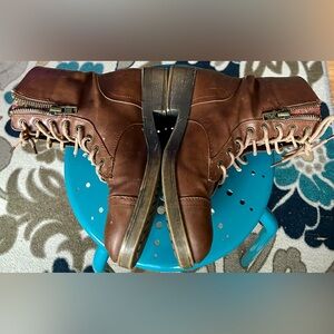 Brown lace up ankle boots